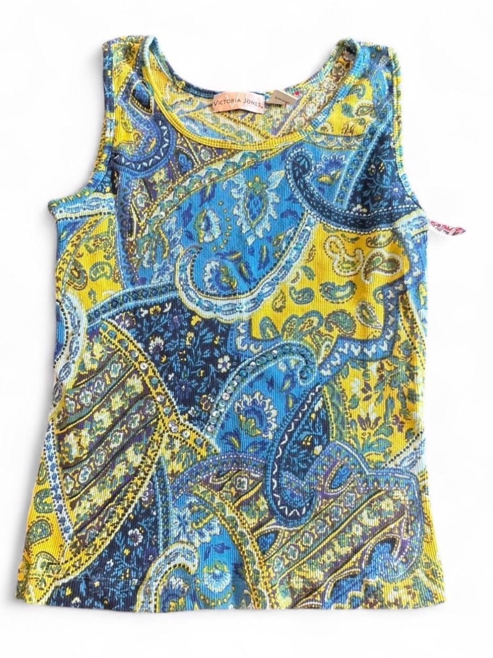 Blue & Yellow Paisley Tank Top